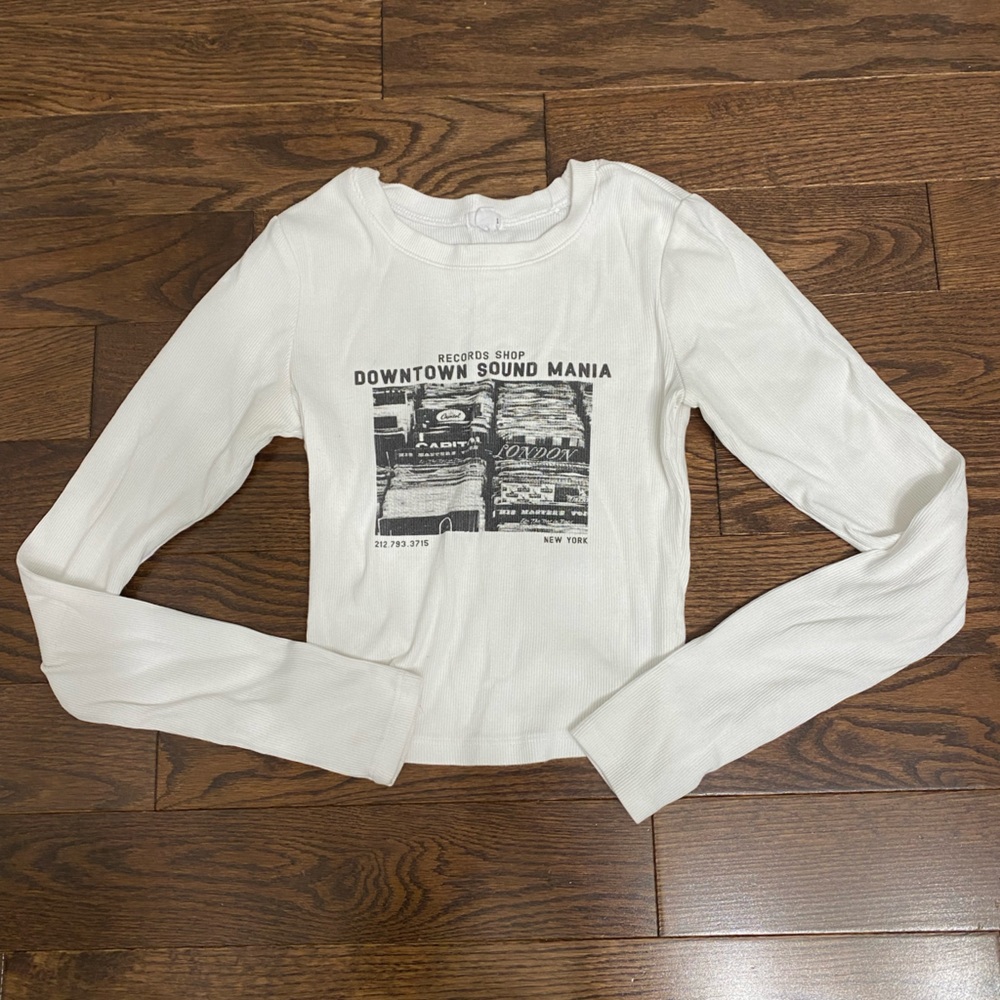 White Graphic Long Sleeve Shirt